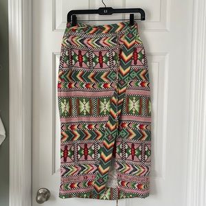 Farm Rio mix scarf print wrap skirt XS